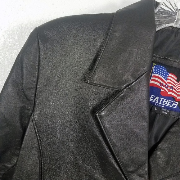 USA Leather Women's Black Button Down Jacket Coat - Picture 4 of 8